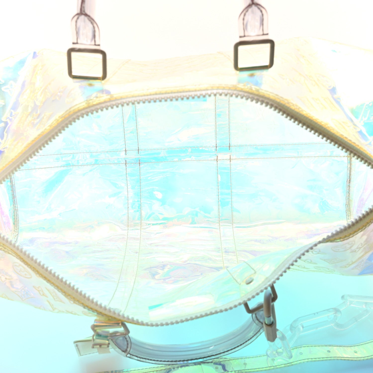 PVC MONOGRAM KEEPALL BANDOULIERE 50 IRIDESCENT PRISM