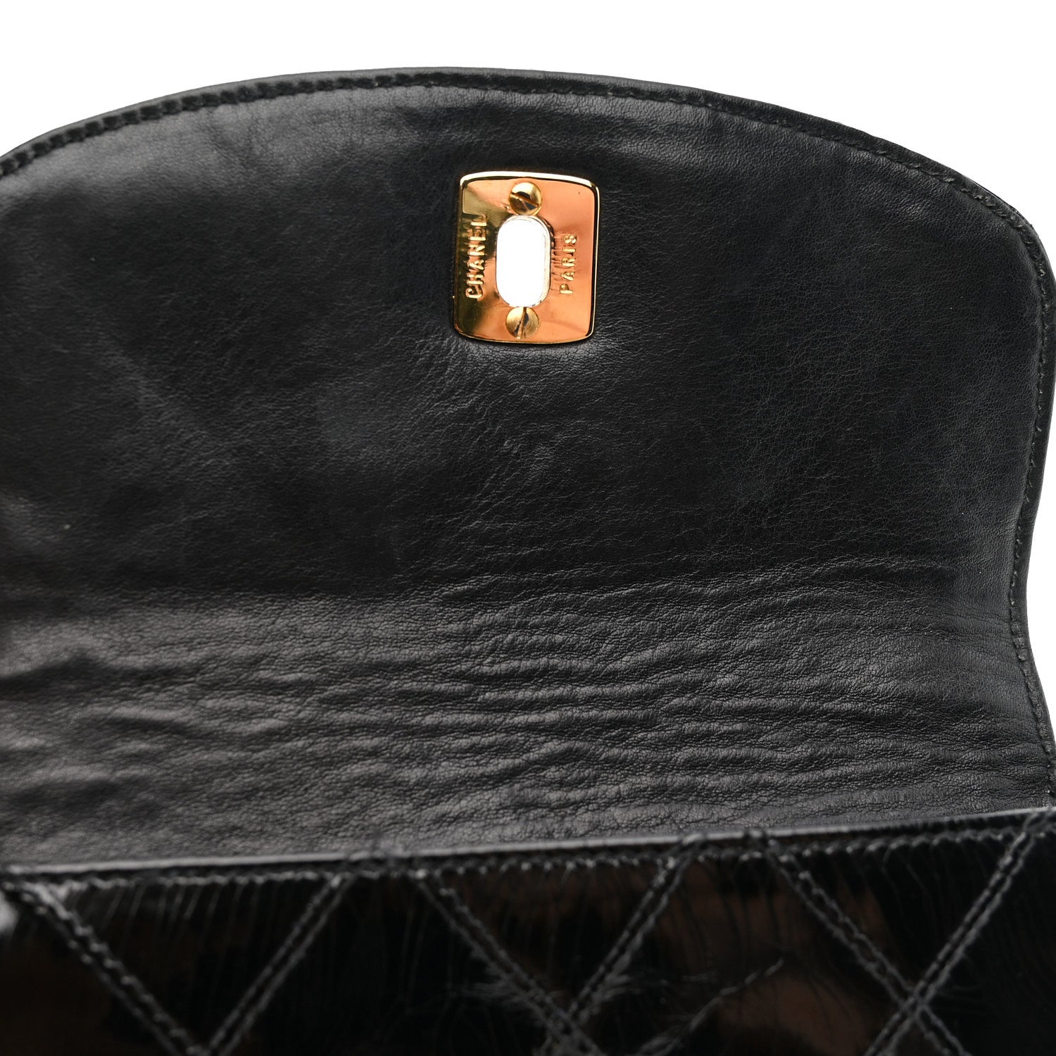 PATENT FLAP WAIST BELT BAG BLACK
