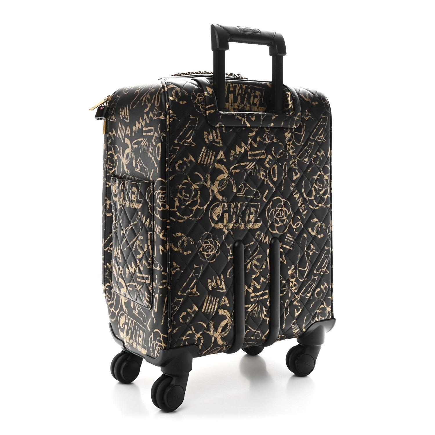 Calfskin Quilted Graffiti Trolley Black Gold