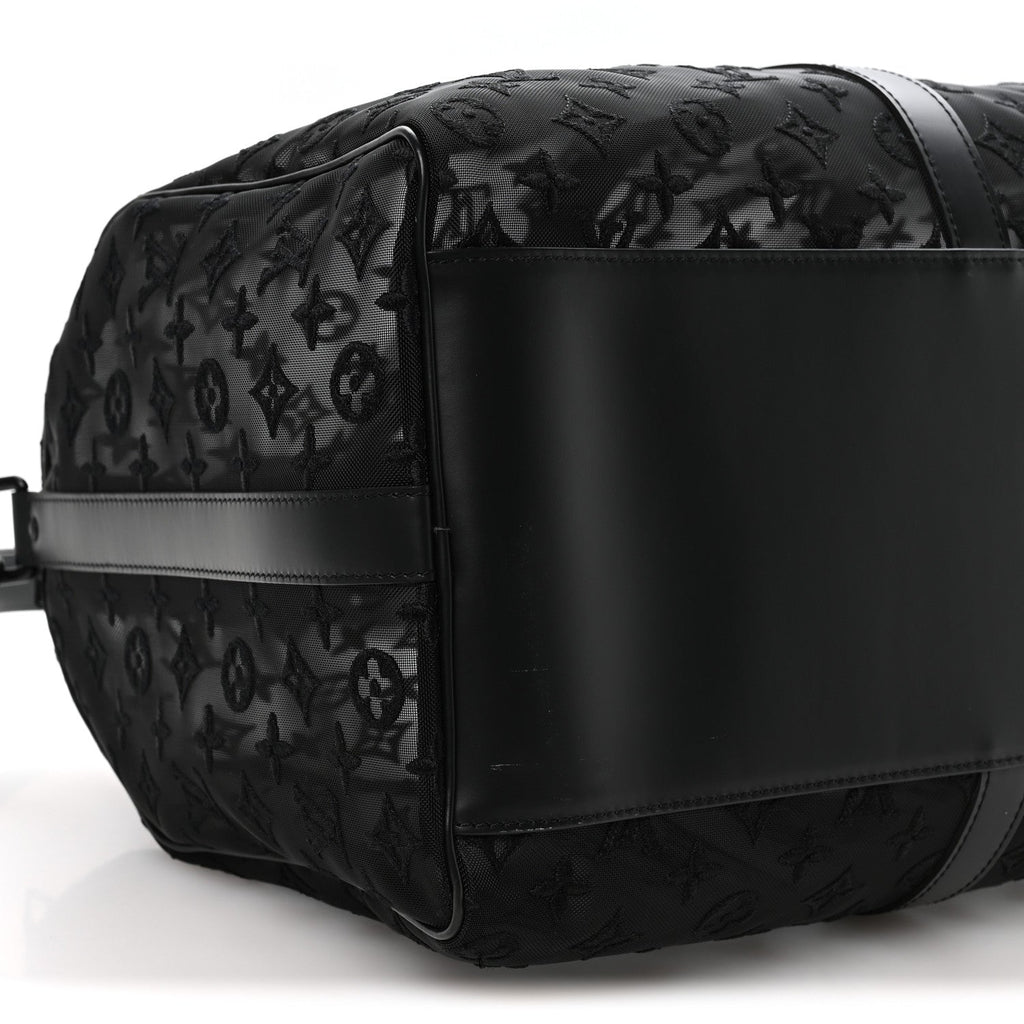 MONOGRAM SEE THROUGH KEEPALL BANDOULIERE 50 BLACK