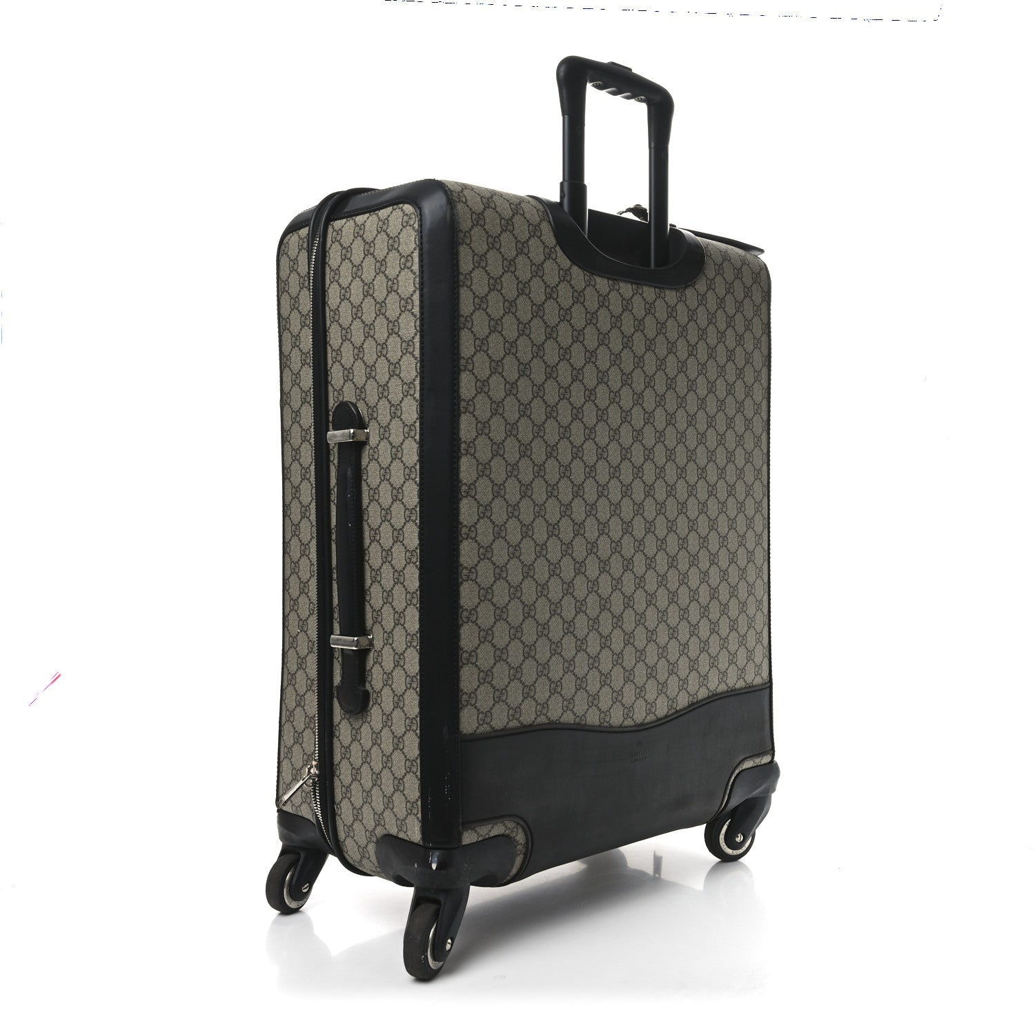 GG SUPREME MONOGRAM FOUR WHEEL SUITCASE BLACK