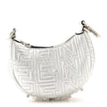 X MARC JACOBS LAMINATED CRAQUELE LAMBSKIN NANO FENDIGRAPHY HOBO CHARM ARGENTO