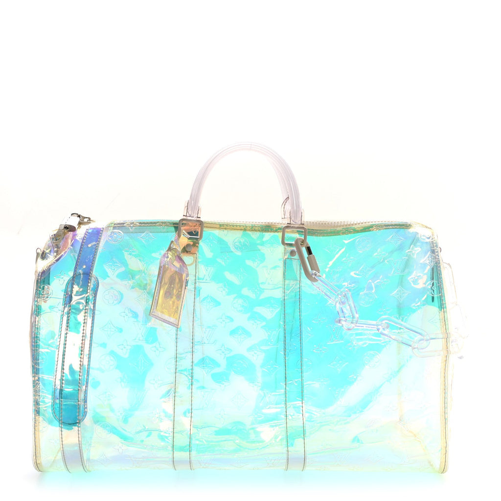 PVC MONOGRAM KEEPALL BANDOULIERE 50 IRIDESCENT PRISM