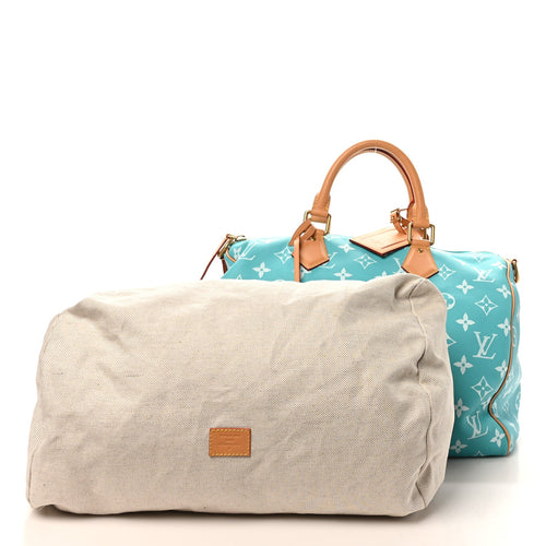 CALFSKIN MONOGRAM SPEEDY P9 BANDOULIERE 40 TURQUOISE