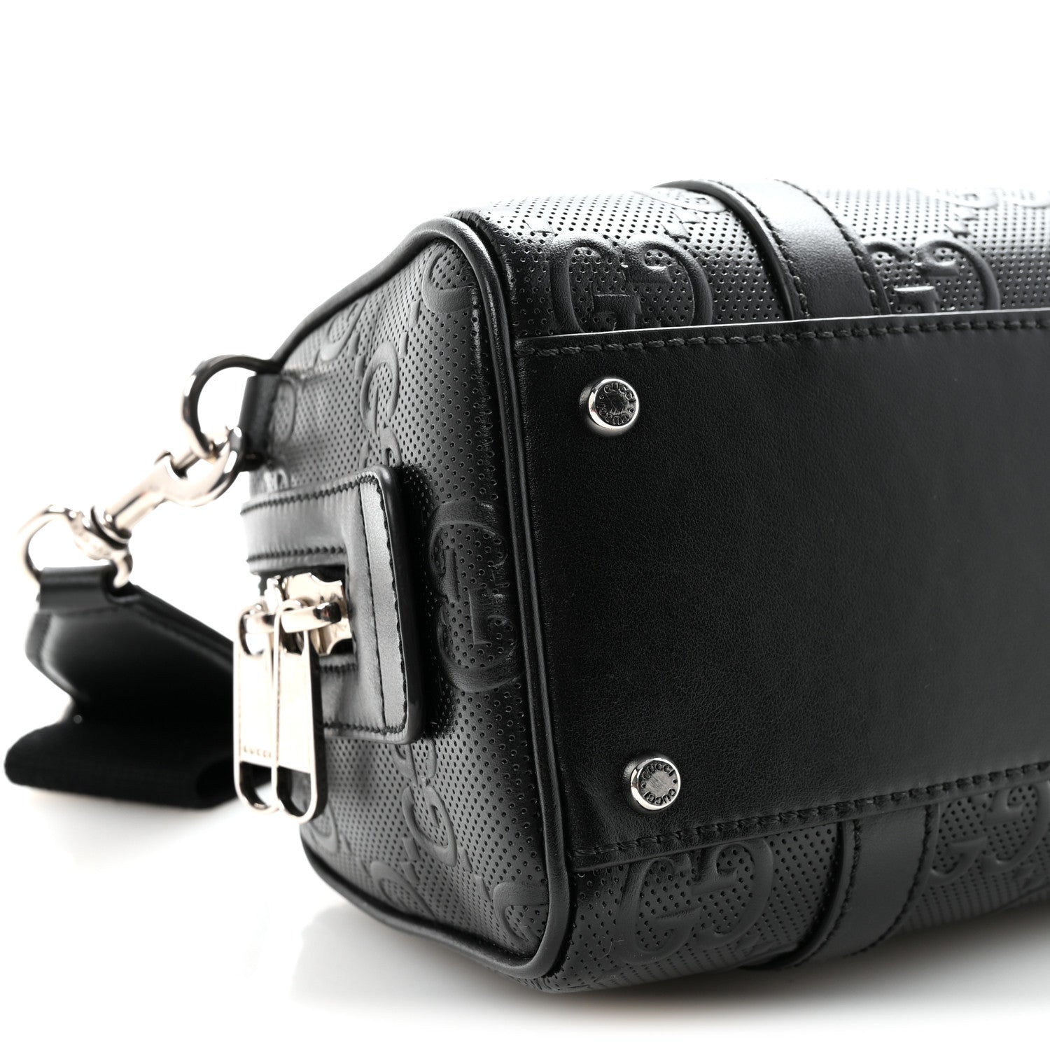 CALFSKIN GG TENNIS EMBOSSED MINI DUFFLE BAG BLACK