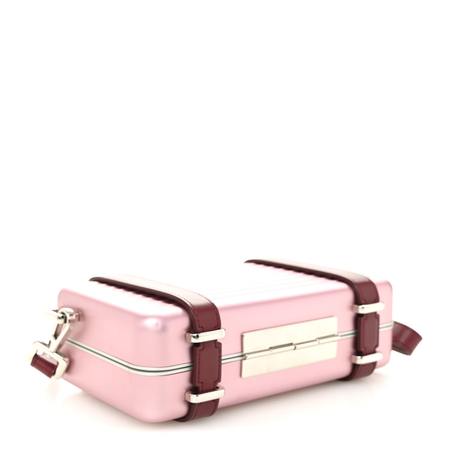 X RIMOWA ALUMINUM PERSONAL CLUTCH ON STRAP ROSE