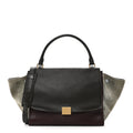 Calfskin and Suede Small Tri-Color Trapeze Dark Grey