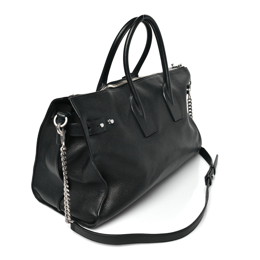 GRAINED CALFSKIN MEDIUM SOUPLE SAC DE JOUR DUFFLE BLACK
