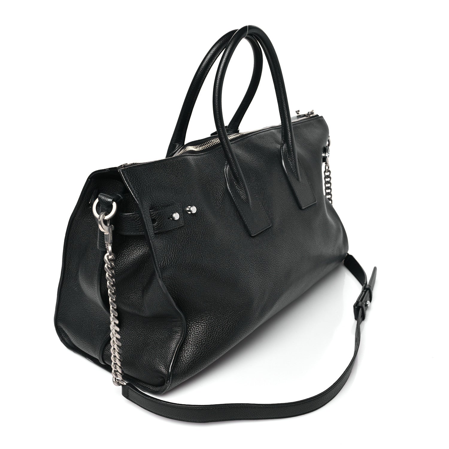 GRAINED CALFSKIN MEDIUM SOUPLE SAC DE JOUR DUFFLE BLACK