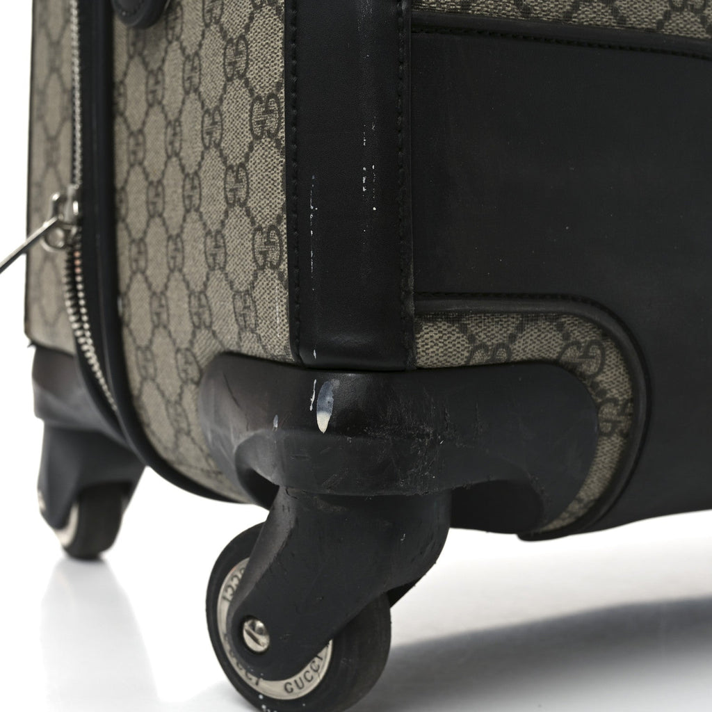 GG SUPREME MONOGRAM FOUR WHEEL SUITCASE BLACK
