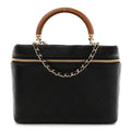 LAMBSKIN FLAT QUILTED KNOCK ON WOOD LARGE VANITY CASE BLACK