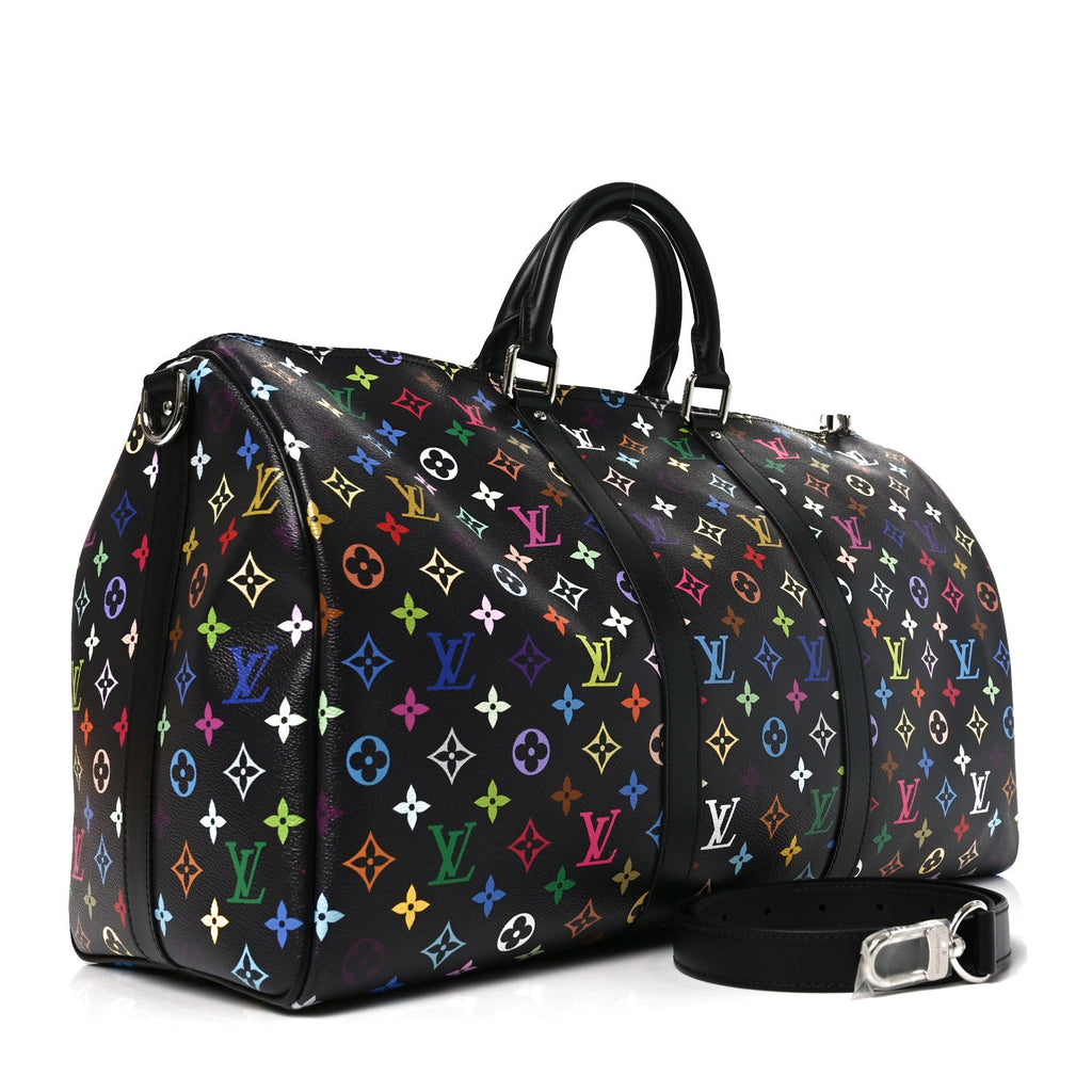 LV X TM MONOGRAM MULTICOLOR KEEPALL BANDOULIERE 50 BLACK
