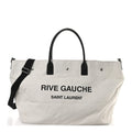 Linen Calfskin Rive Gauche Maxi Tote Grege et Noir