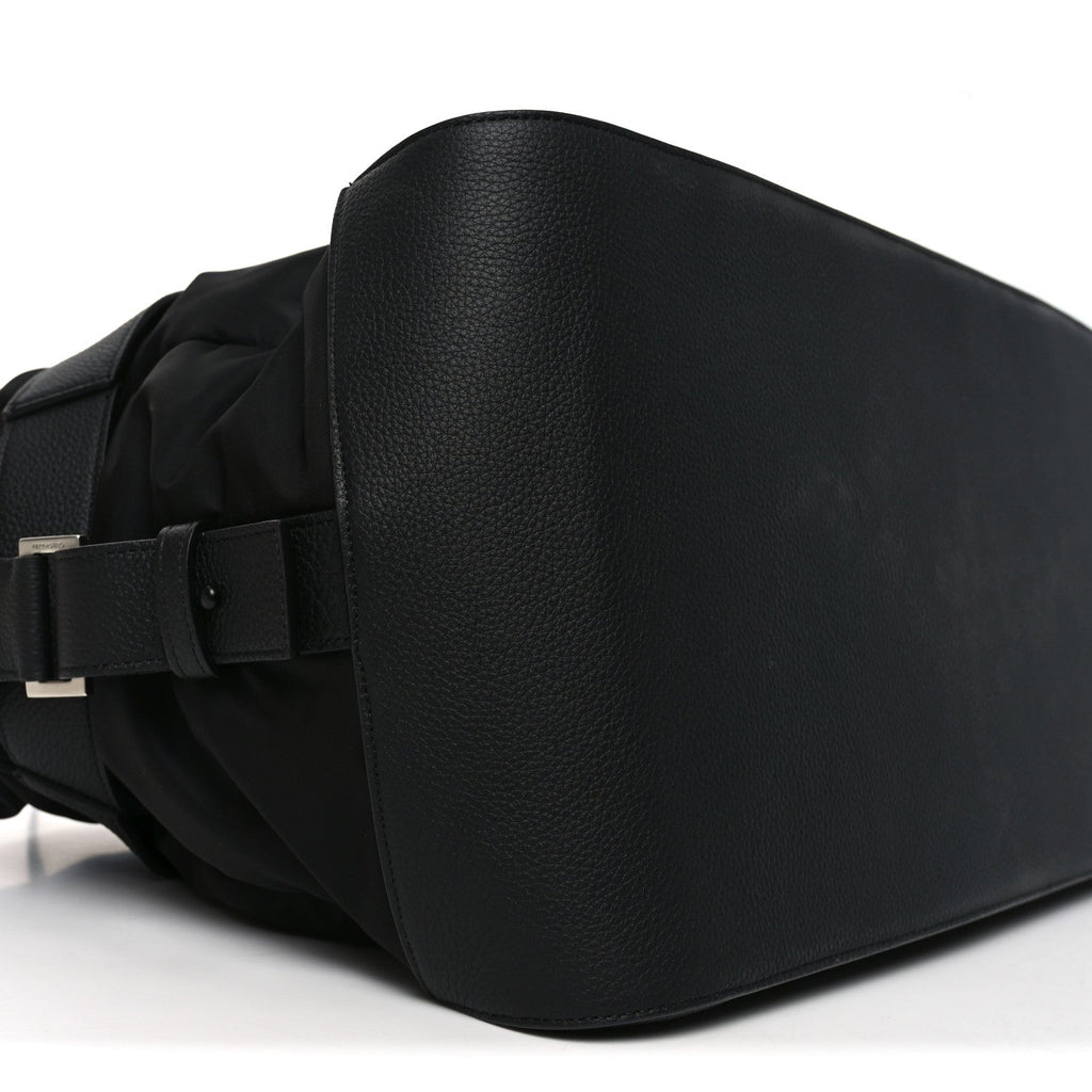 Nylon Calfskin Cut Out Duffle Bag Black