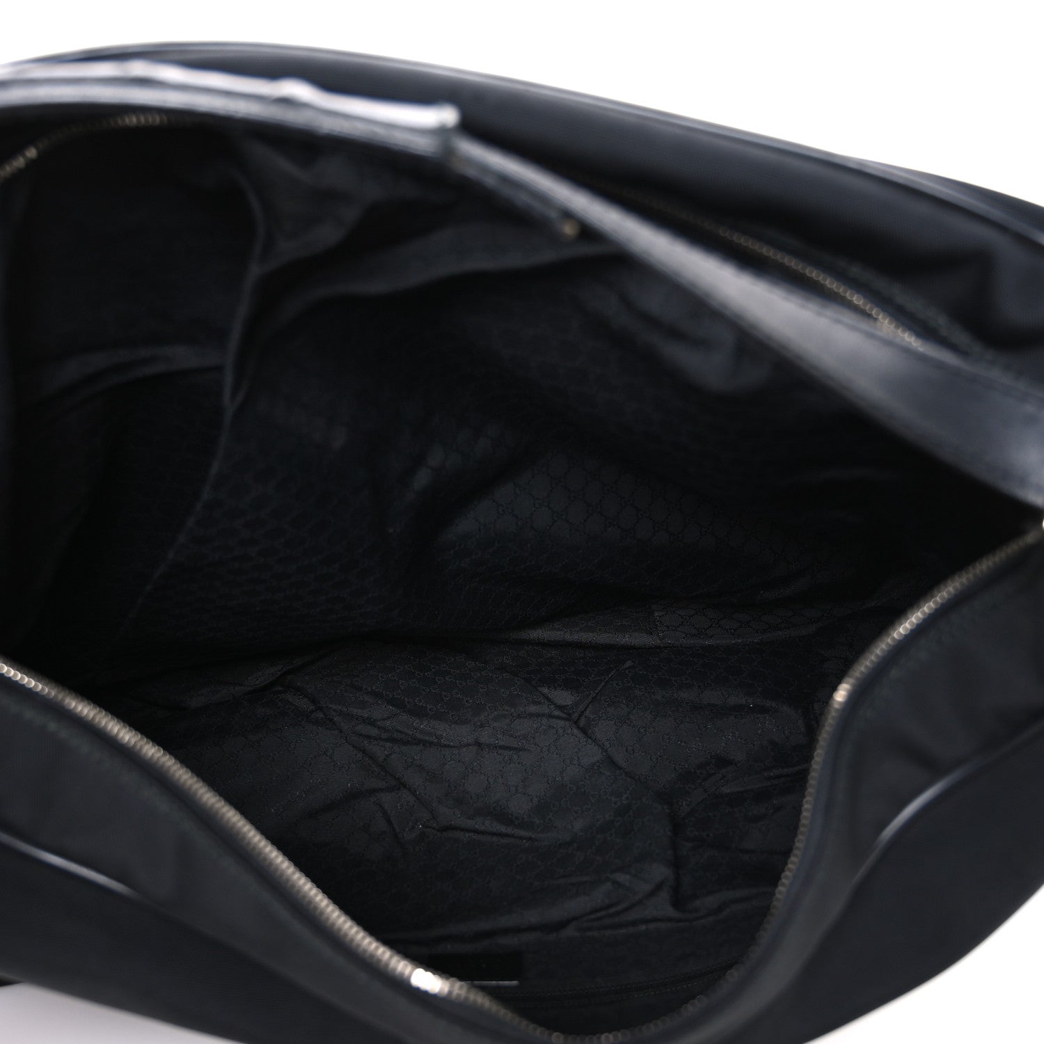 CALFSKIN CANVAS DOUBLE ZIP LARGE TRAVEL BAG BLACK