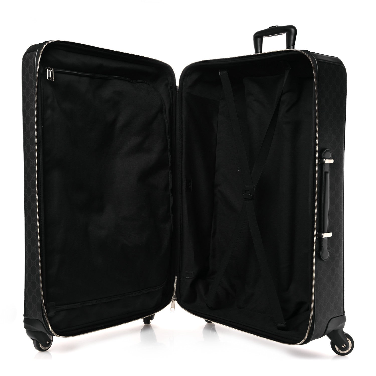 GG Supreme Monogram Large Four Wheel Suitcase Black Grey