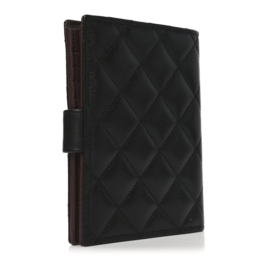 CAVIAR QUILTED PASSPORT HOLDER BLACK