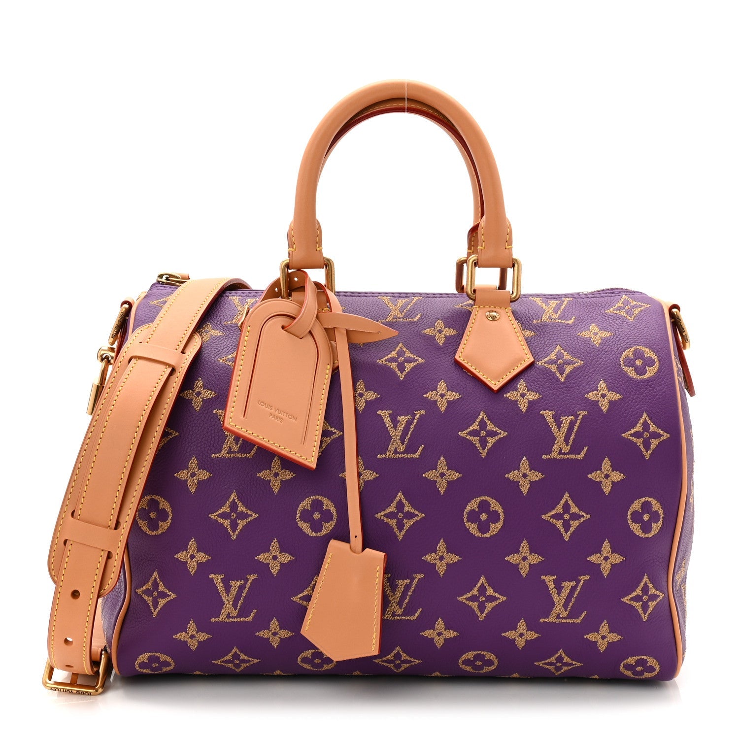 Calfskin Monogram Speedy P9 Bandouliere 30 Golden Lotus Purple