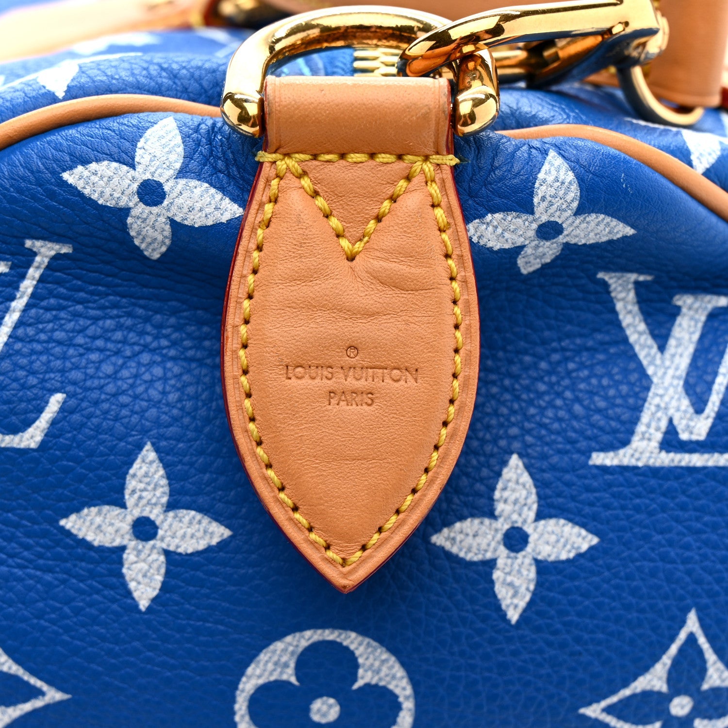 CALFSKIN MONOGRAM SPEEDY P9 BANDOULIERE 40 BLUE