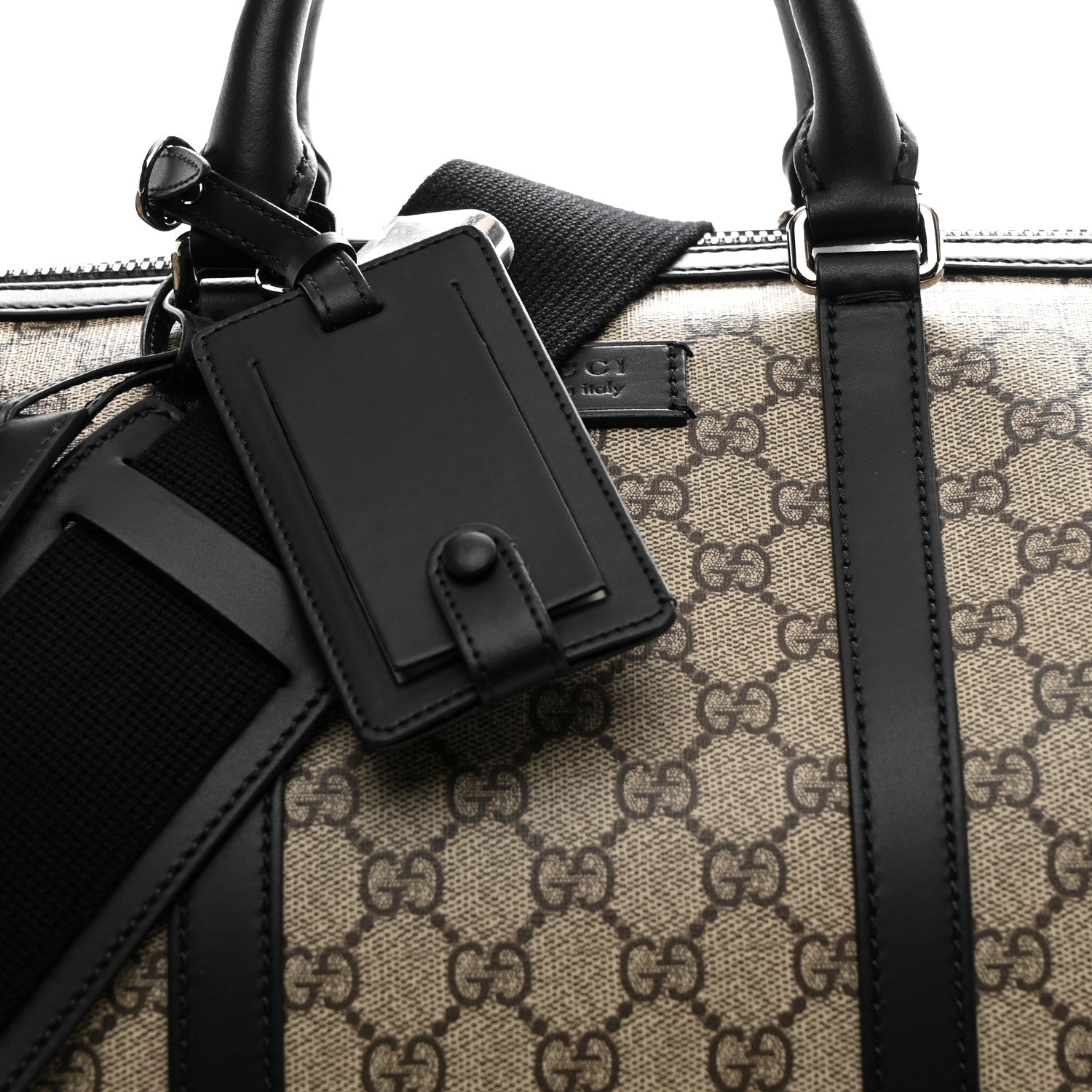 GG Supreme Monogram Selleria Calfskin Medium Duffle Beige Ebony Black