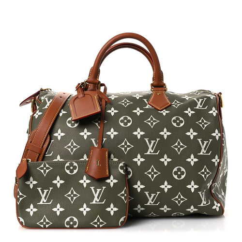 CALFSKIN MONOGRAM SPEEDY P9 BANDOULIERE 40 GREEN SANCHA