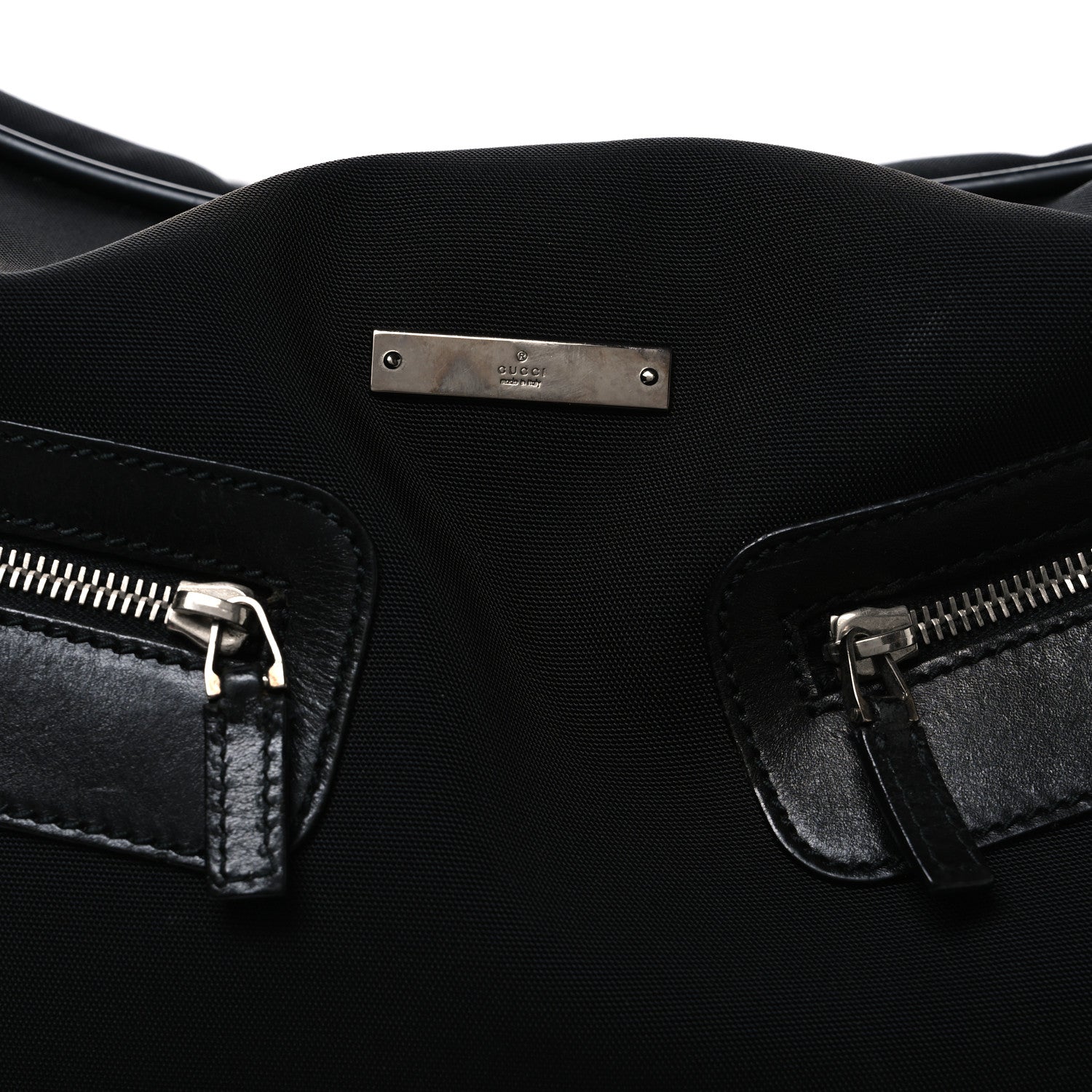 CALFSKIN CANVAS DOUBLE ZIP LARGE TRAVEL BAG BLACK