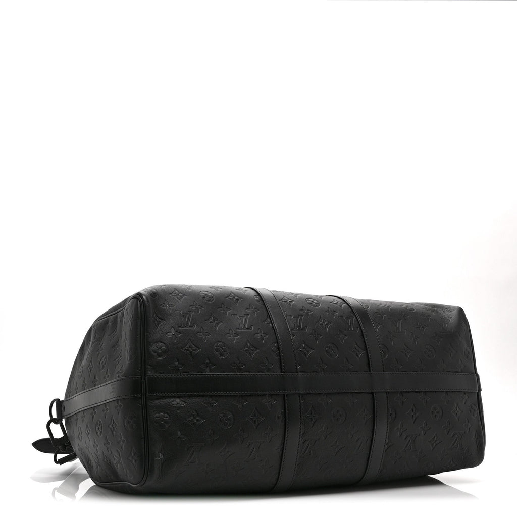 CALFSKIN SHADOW MONOGRAM KEEPALL BANDOULIERE 50 BLACK
