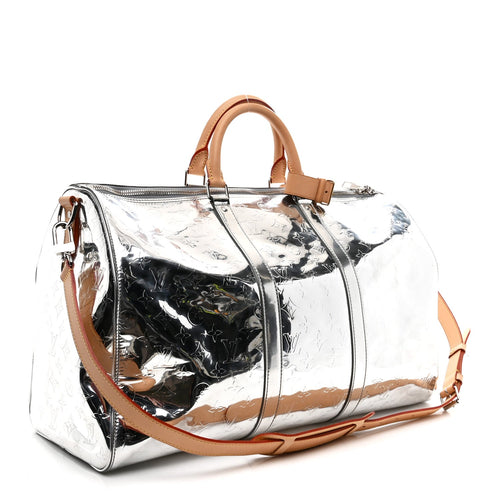 MONOGRAM MIRROR KEEPALL BANDOULIERE 50 SILVER