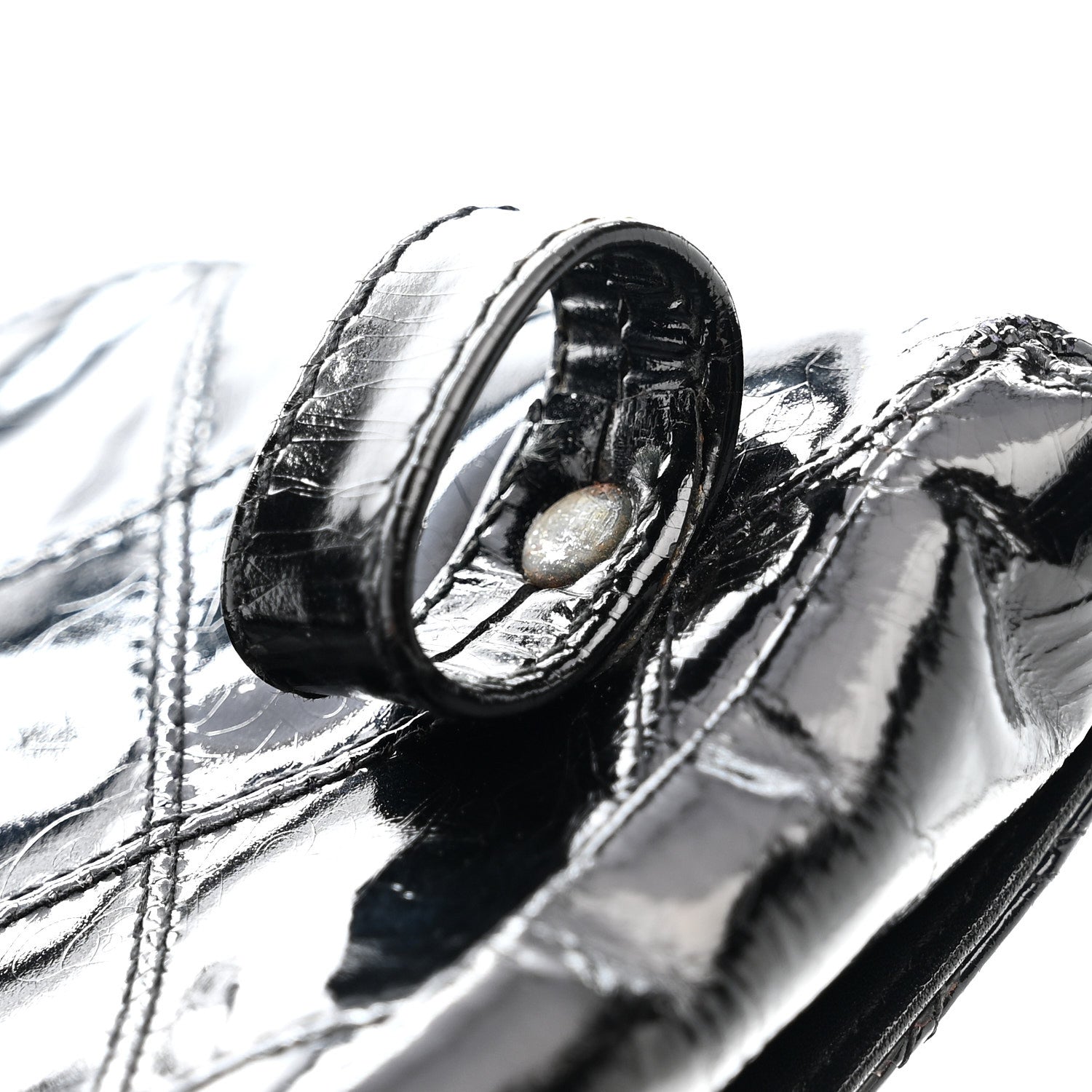 PATENT FLAP WAIST BELT BAG BLACK