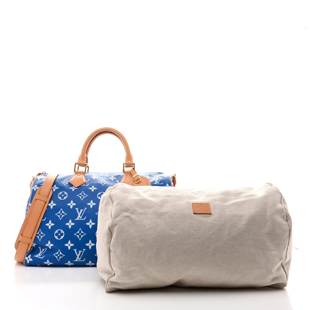 CALFSKIN MONOGRAM SPEEDY P9 BANDOULIERE 40 BLUE