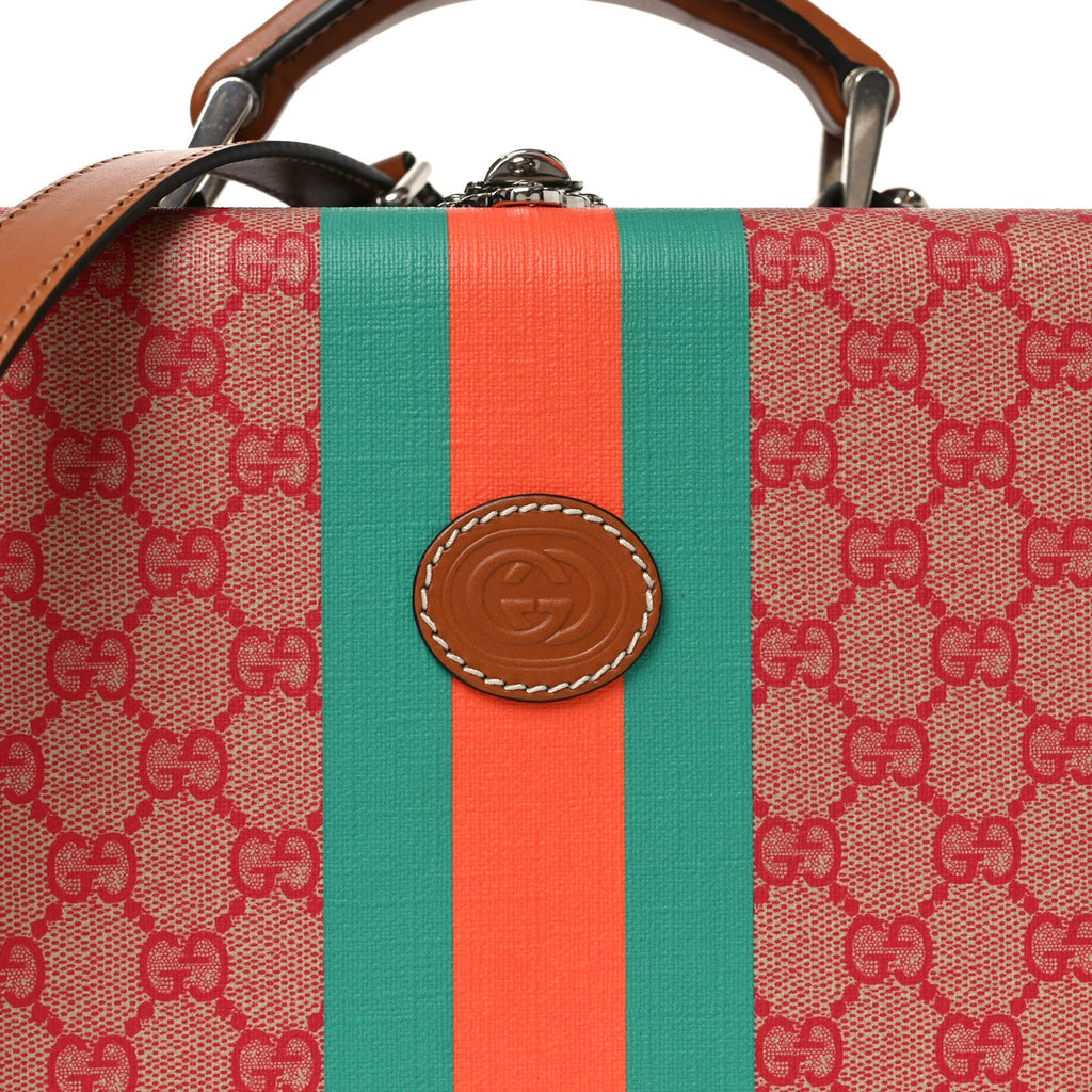 X DANS LE VERT GG SUPREME MONOGRAM CUOIO WEB MINI RETRO INTERLOCKING G SAVOY TOP HANDLE BEAUTY CASE BEIGE ROSSO EBONY HARNESS  BROWN