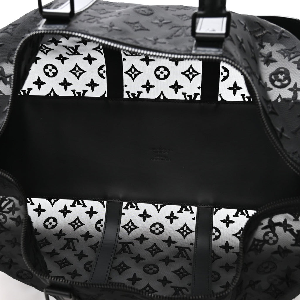 MONOGRAM SEE THROUGH KEEPALL BANDOULIERE 50 BLACK
