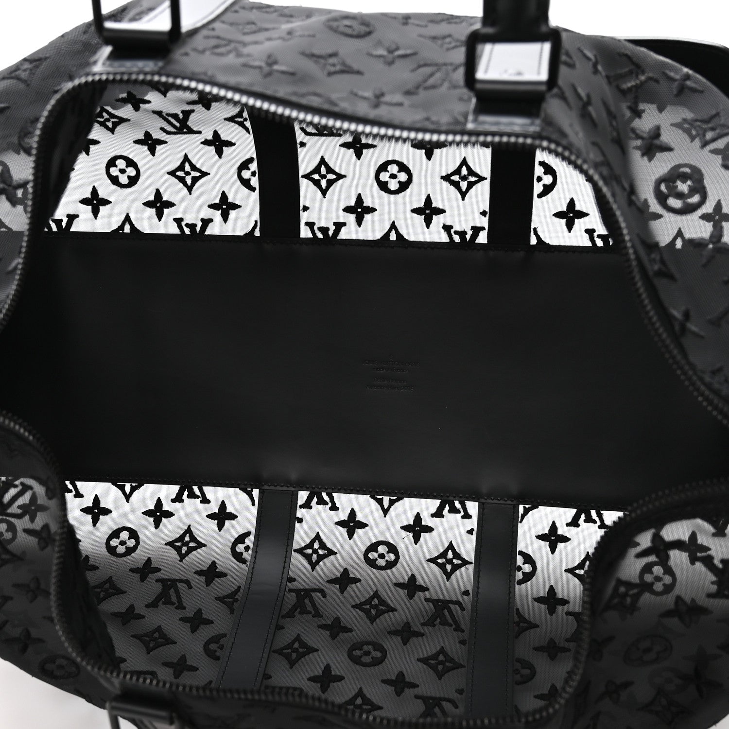 MONOGRAM SEE THROUGH KEEPALL BANDOULIERE 50 BLACK