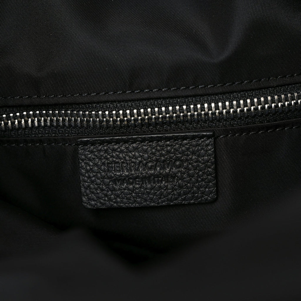Nylon Calfskin Cut Out Duffle Bag Black