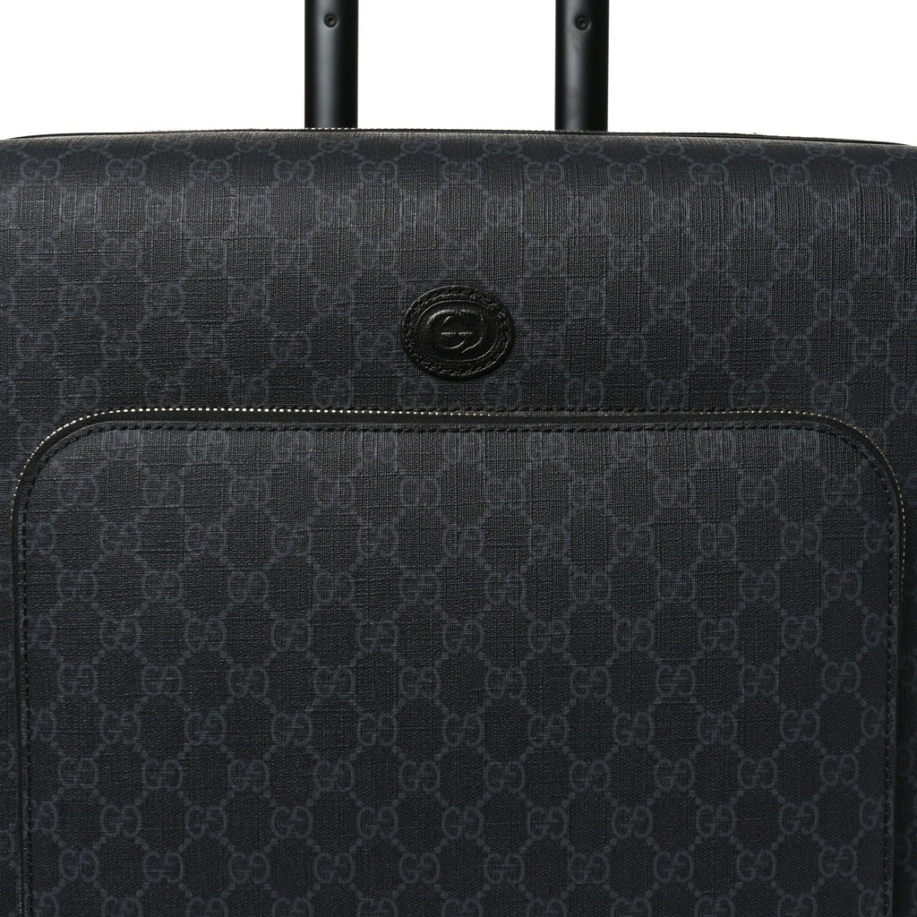 GG SUPREME MONOGRAM AZALEA CALFSKIN RETRO INTERLOCKING G SMALL SAVOY CABIN TROLLEY BLACK
