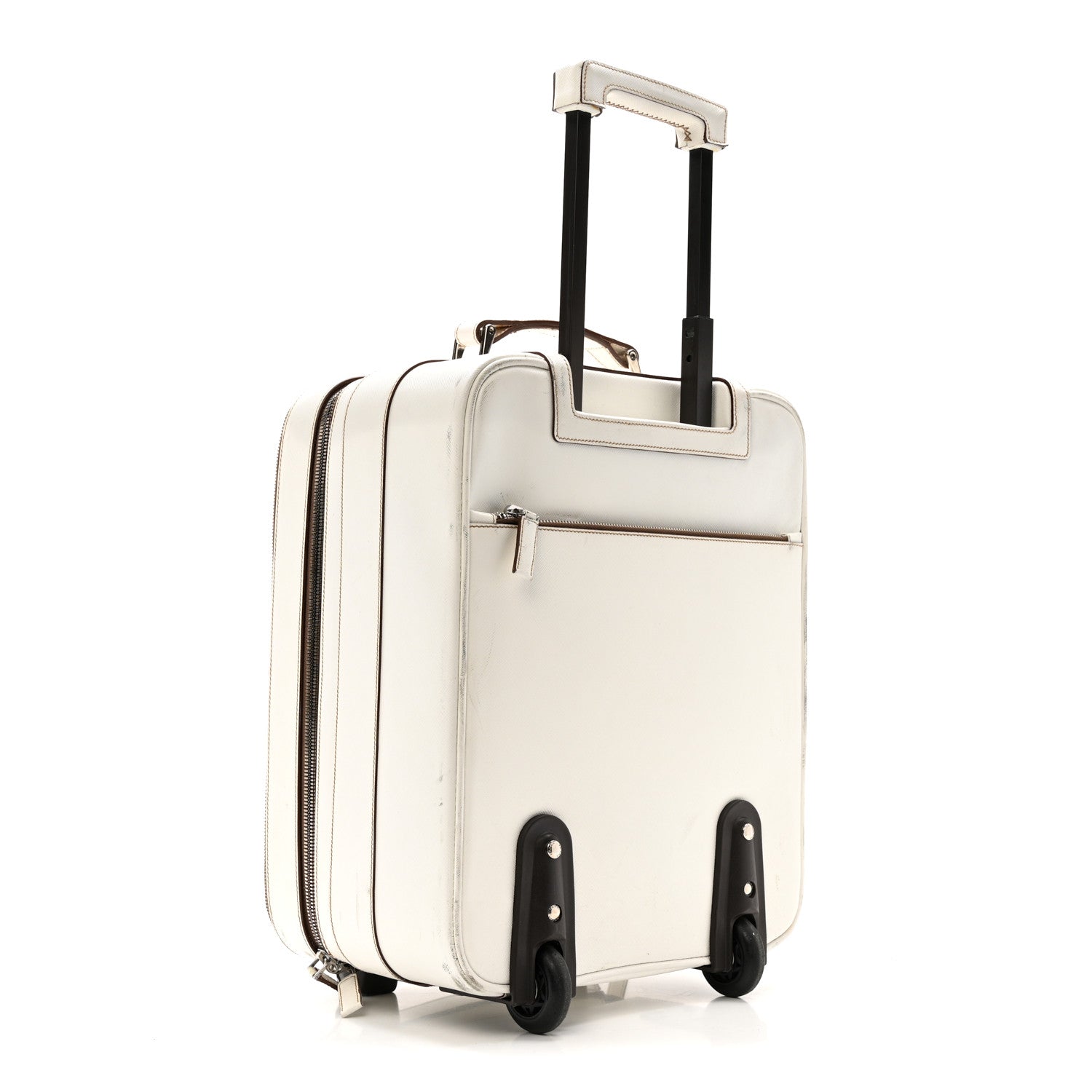 Saffiano Travel Trolley Luggage White