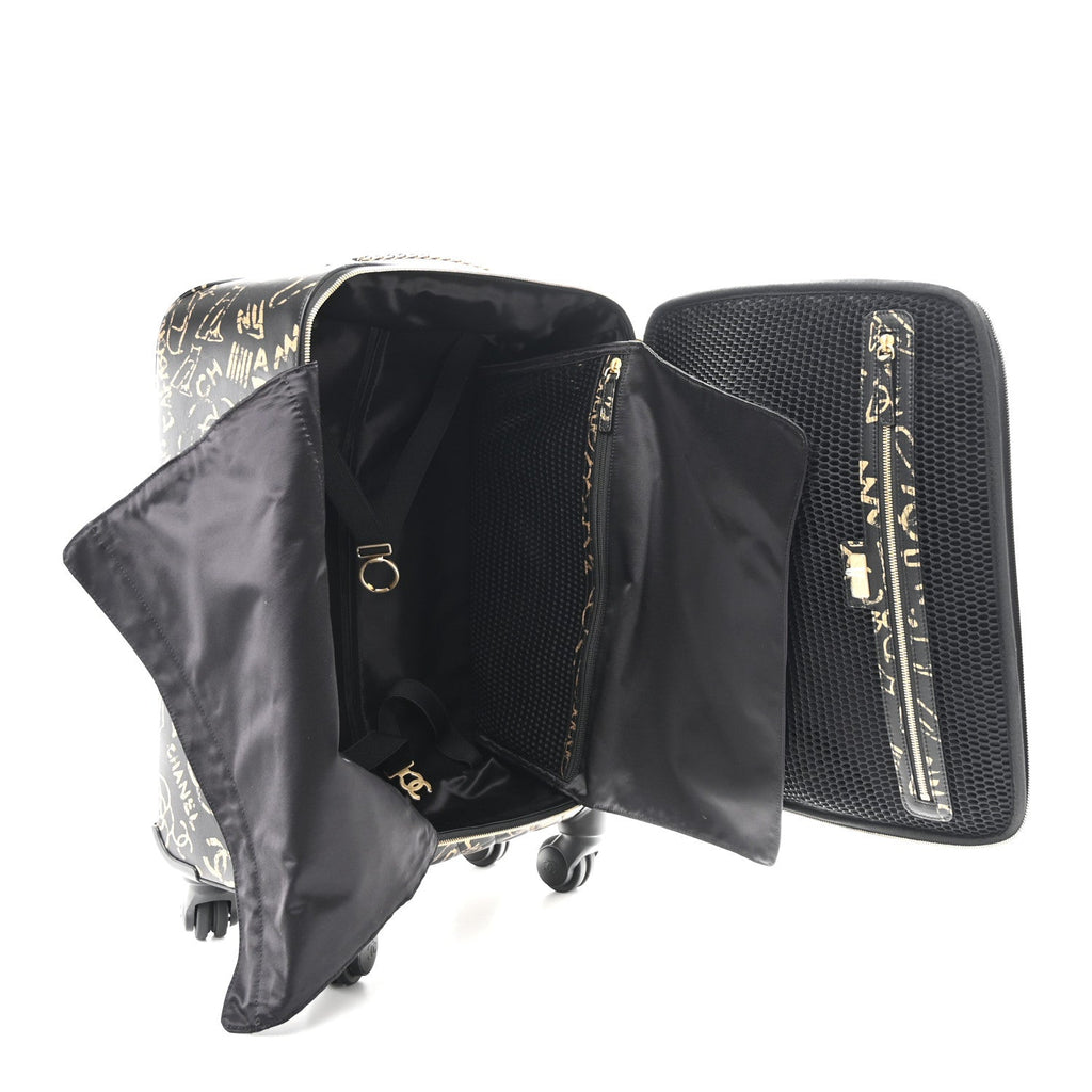 Calfskin Quilted Graffiti Trolley Black Gold