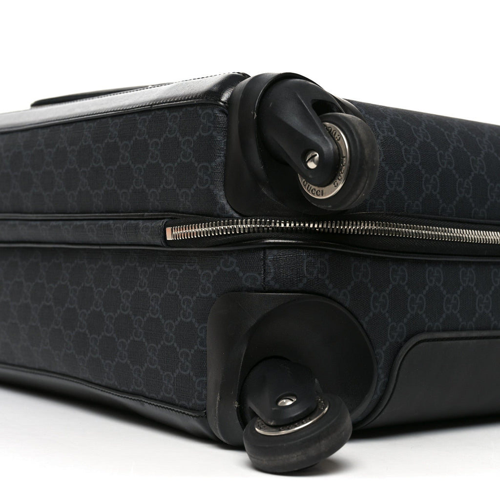 GG SUPREME MONOGRAM AZALEA CALFSKIN RETRO INTERLOCKING G SMALL SAVOY CABIN TROLLEY BLACK