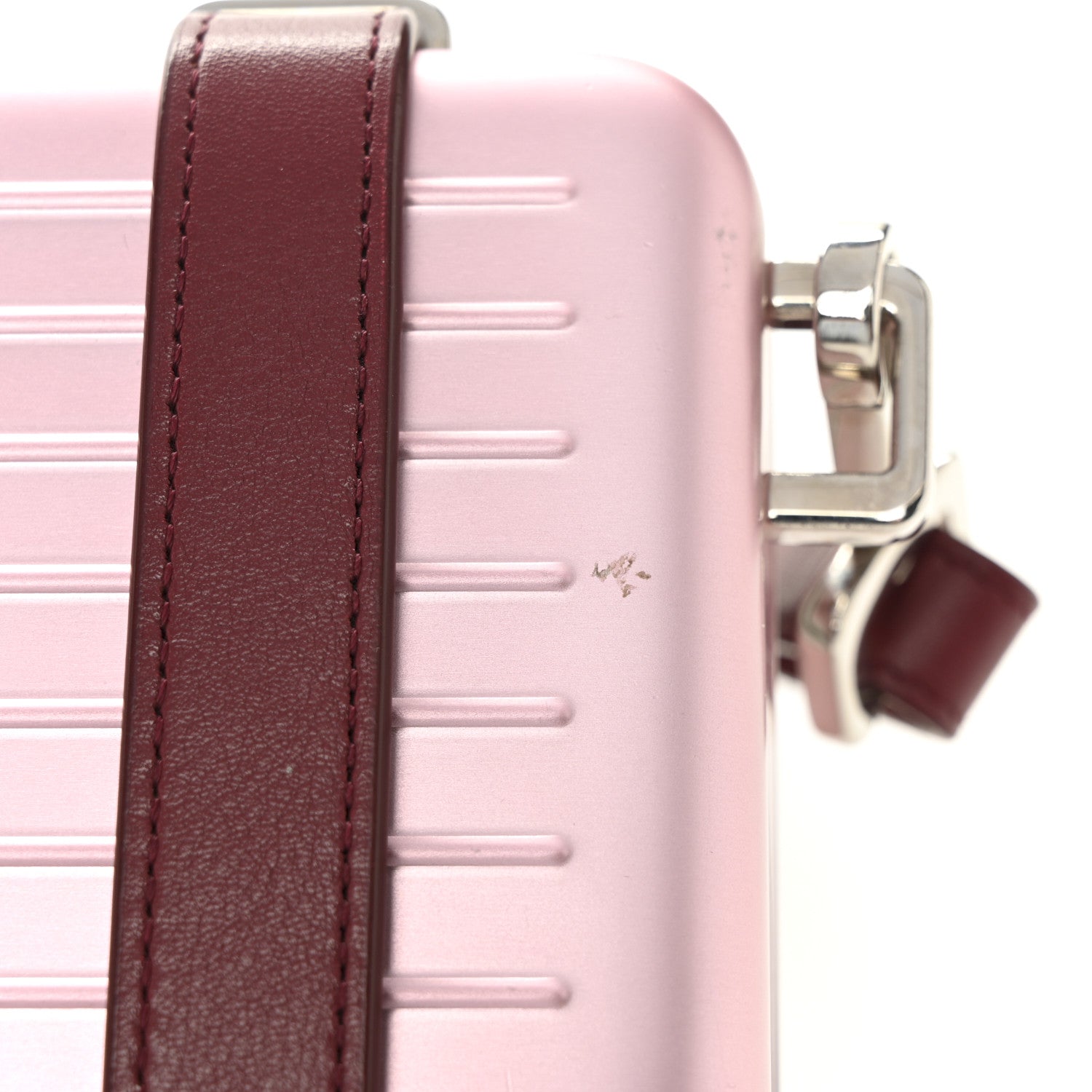 X RIMOWA ALUMINUM PERSONAL CLUTCH ON STRAP ROSE