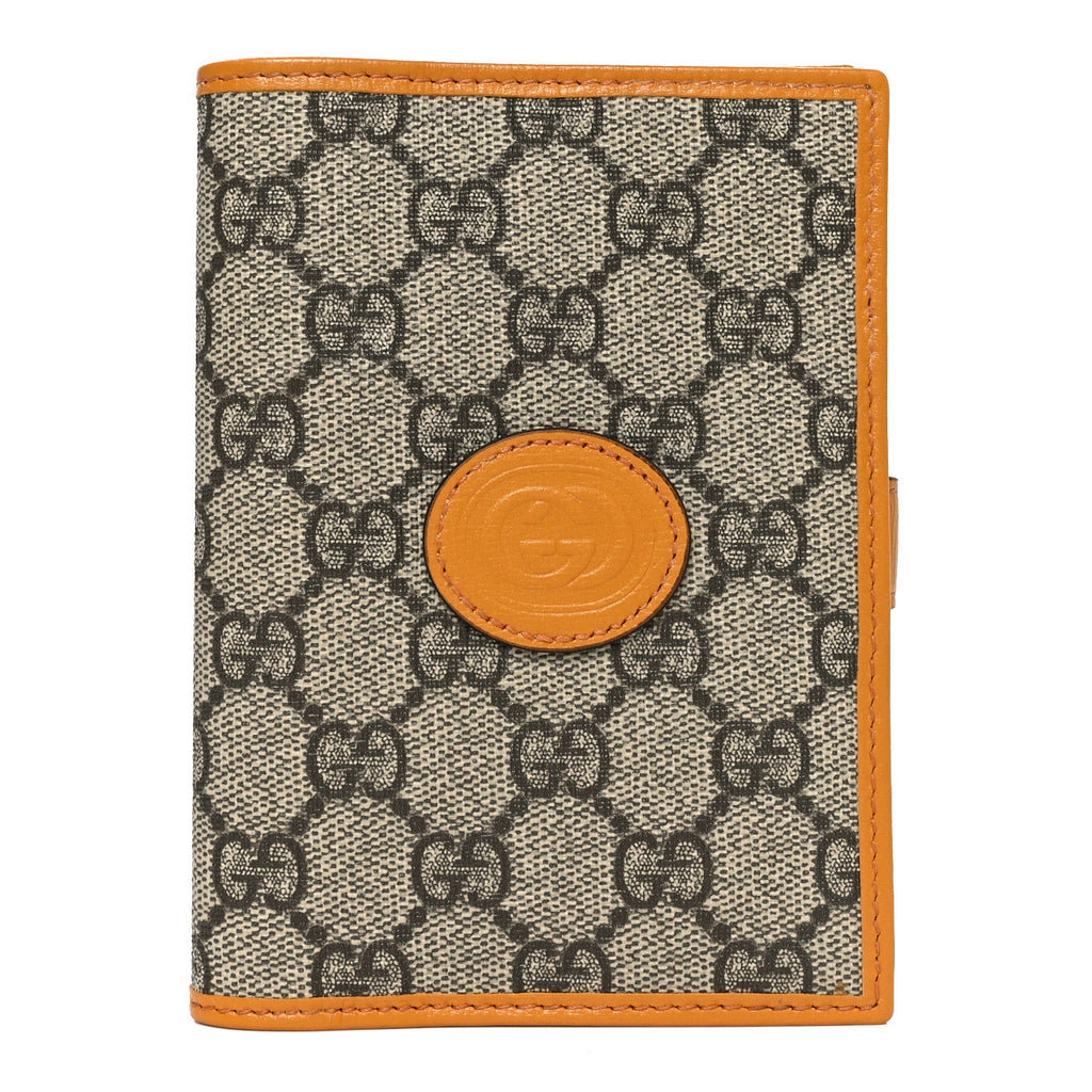 GG Supreme Monogram Azalea Calfskin Retro Interlocking G Passport Case Beige Yellow