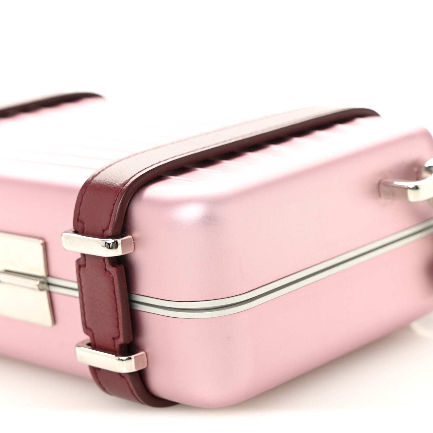X RIMOWA ALUMINUM PERSONAL CLUTCH ON STRAP ROSE