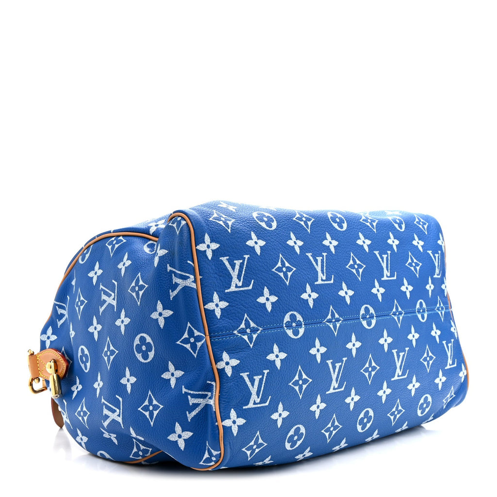 CALFSKIN MONOGRAM SPEEDY P9 BANDOULIERE 40 BLUE