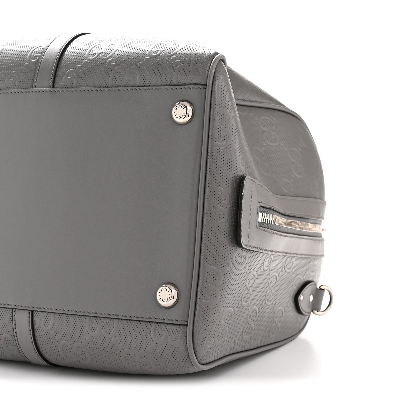 Calfskin GG Tennis Embossed Duffle Bag Grey