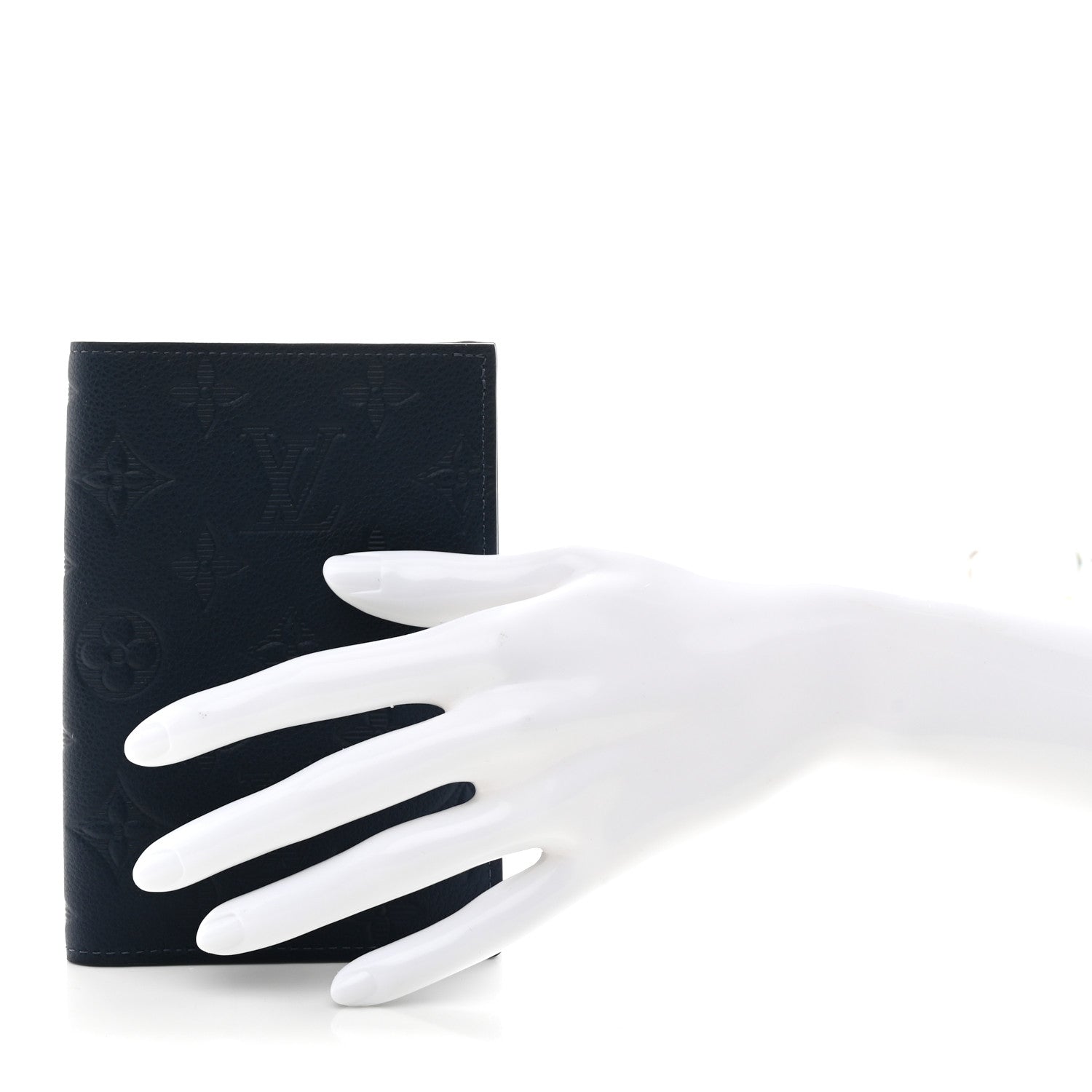 Calfskin Monogram Shadow Passport Cover Navy Blue