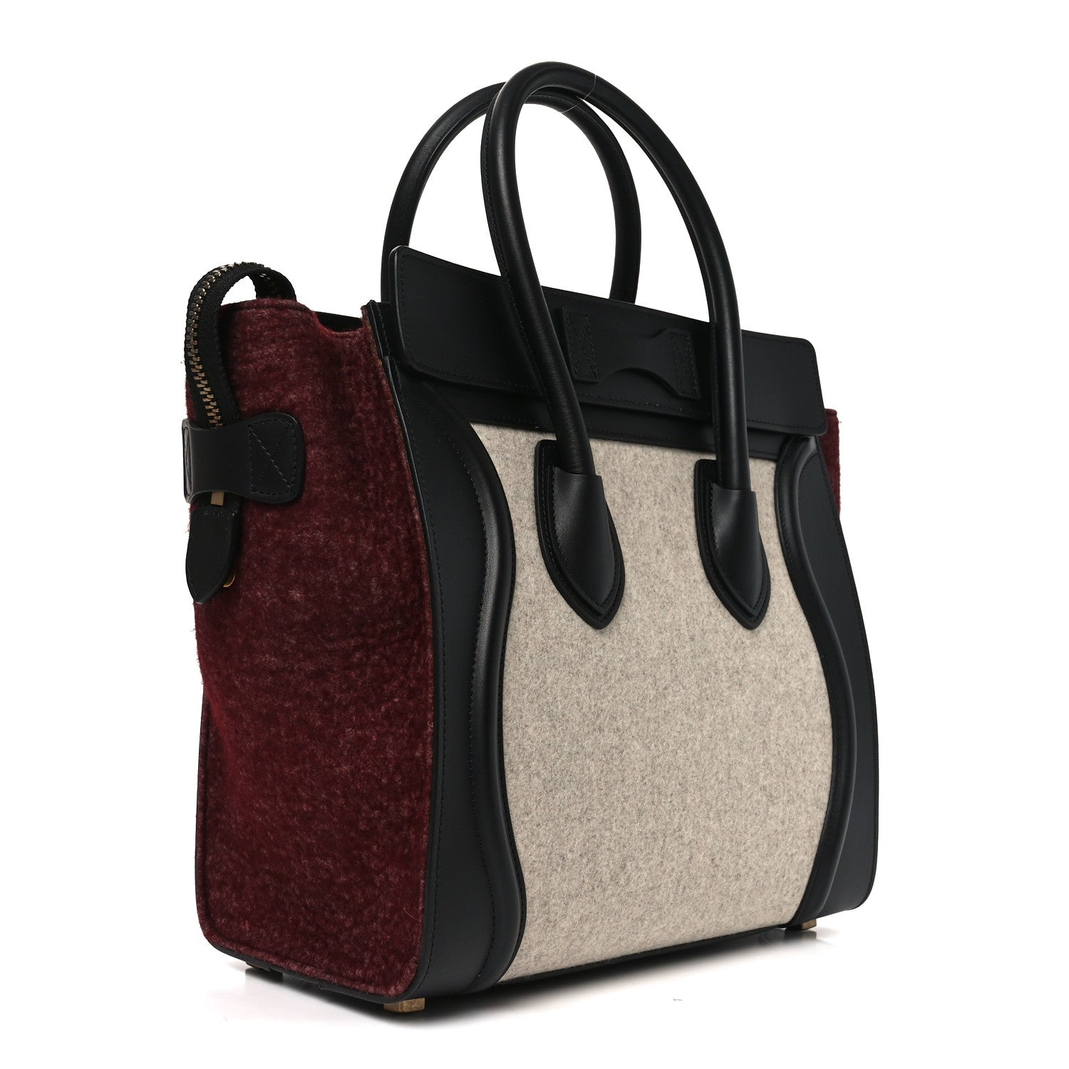 Felt Smooth Calfskin Micro Tri-Color Luggage Brown Black