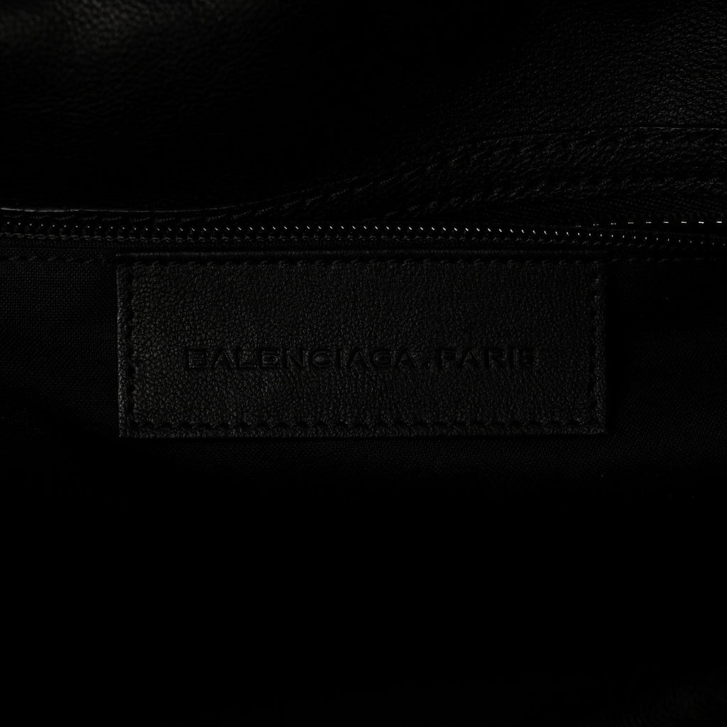 AGNEAU SILVER HARDWARE DUFFLE CARRY ON TRAVEL BAG BLACK