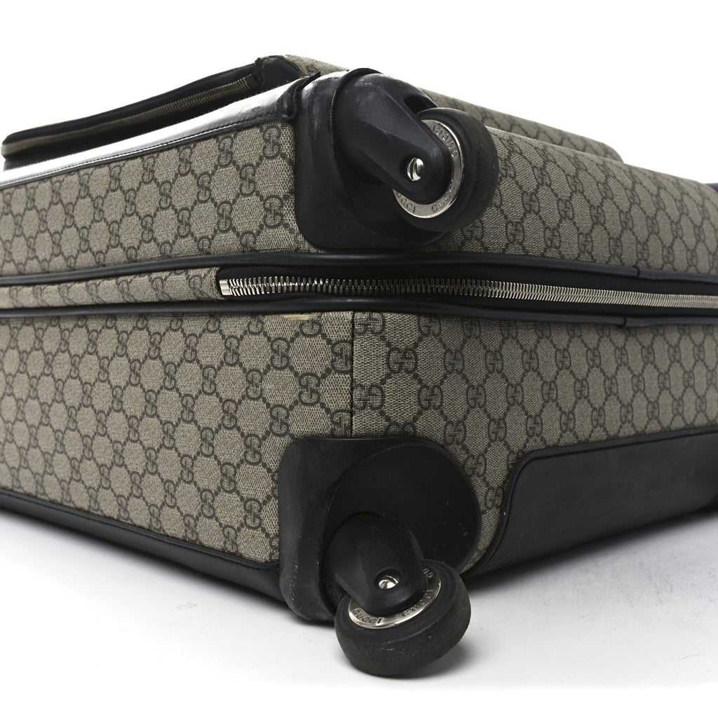 GG SUPREME MONOGRAM FOUR WHEEL SUITCASE BLACK