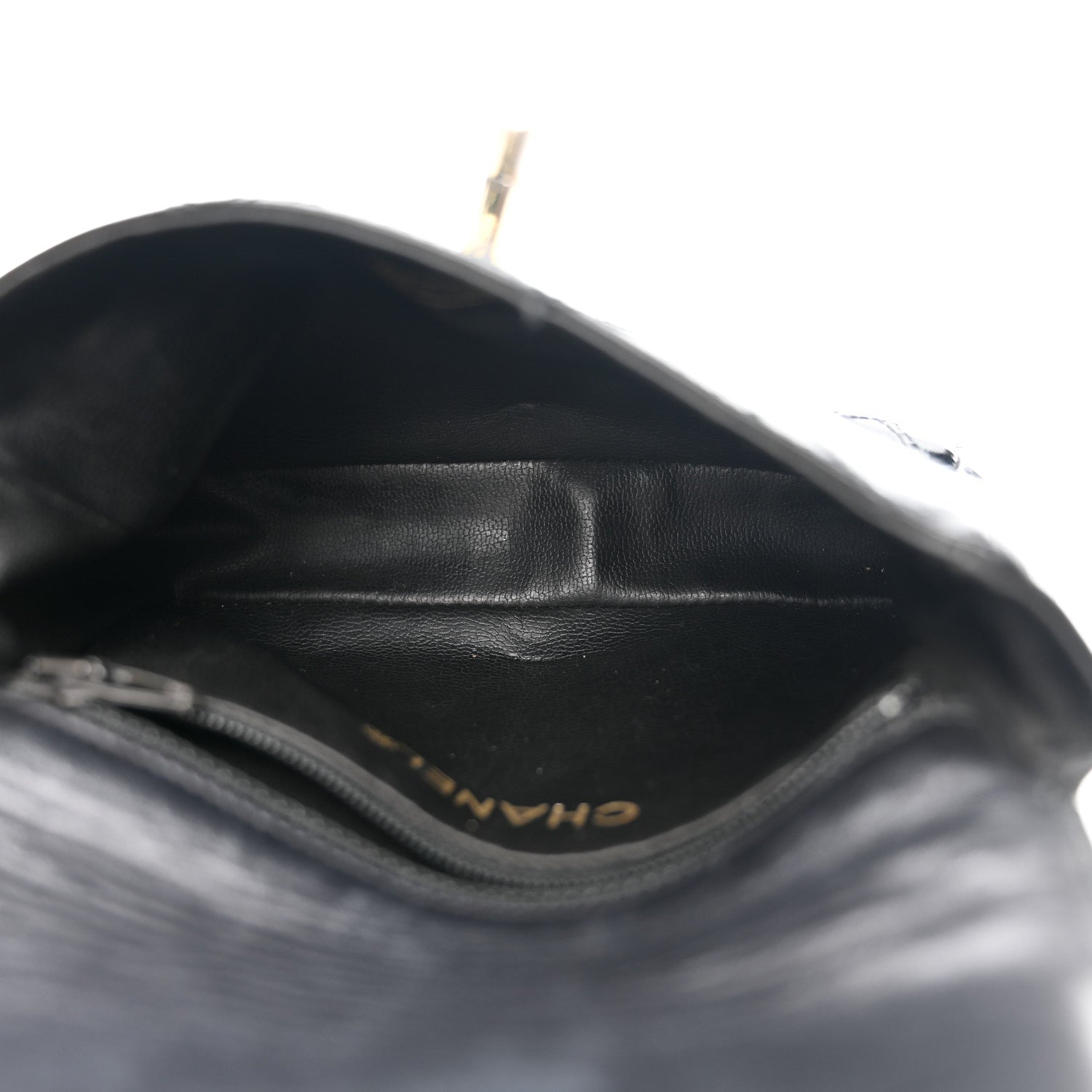 PATENT FLAP WAIST BELT BAG BLACK