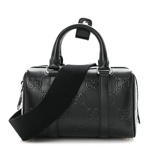 CALFSKIN GG TENNIS EMBOSSED MINI DUFFLE BAG BLACK