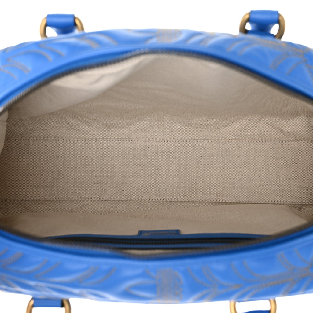 X ADIDAS CALFSKIN TREFOIL WEB GG MARMONT MEDIUM DUFFLE BAG BLUE
